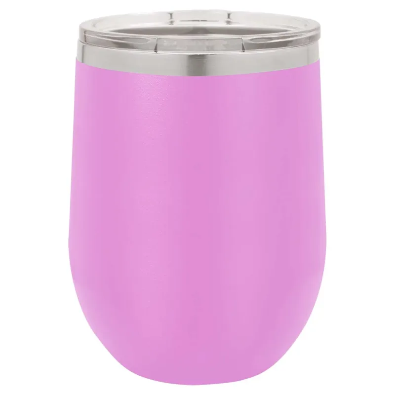 12 oz vinglas-tumbler med logo laserskåret på isolerede vinglas-tumblere i rustfrit stål + låg