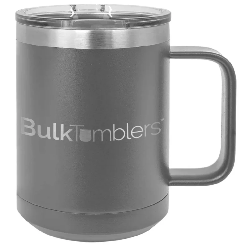 15 oz  Stainless Steel Insulated  Coffee Mug Personalized  Laser Engraved Logo Slider Lid