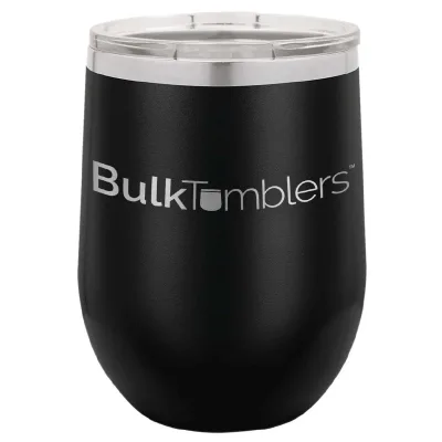 12 oz vinglas-tumbler med logo laserskåret på isolerede vinglas-tumblere i rustfrit stål + låg