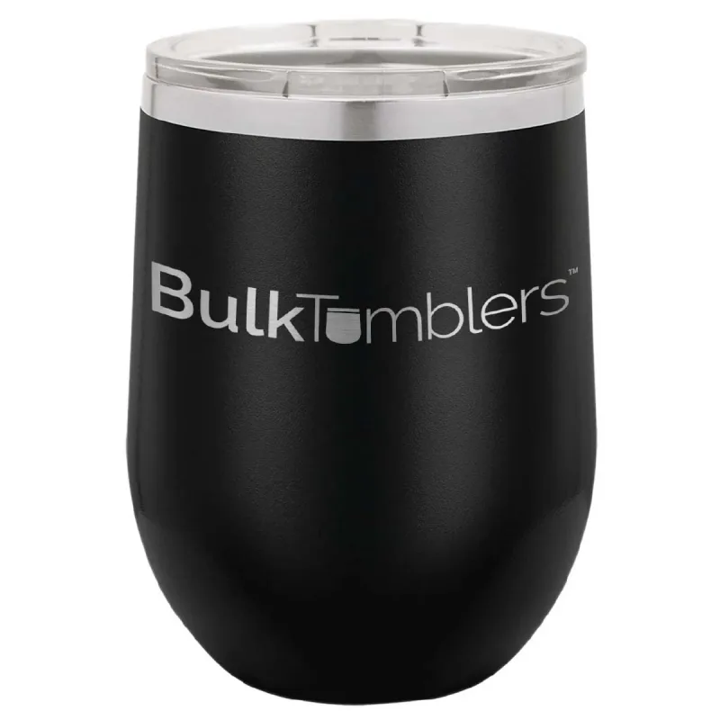 12 oz vinglas-tumbler med logo laserskåret på isolerede vinglas-tumblere i rustfrit stål + låg