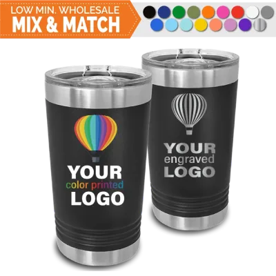 16 oz Promo Beer Pint Tumblers -Mix & Match- Groothandel in bulk met persoonlijke gravure of full colour logo-afdruk