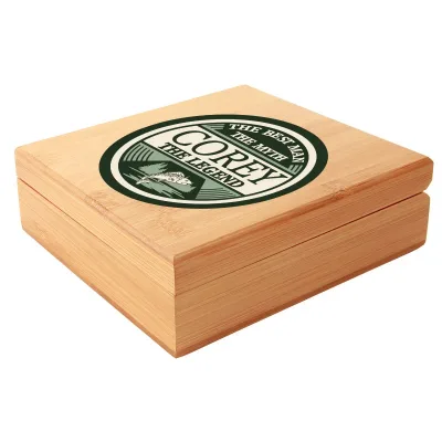 1" x 1" Deluxe 9-delssæt whisky-sten i stål med bambuskasse, valgfri lasergravure