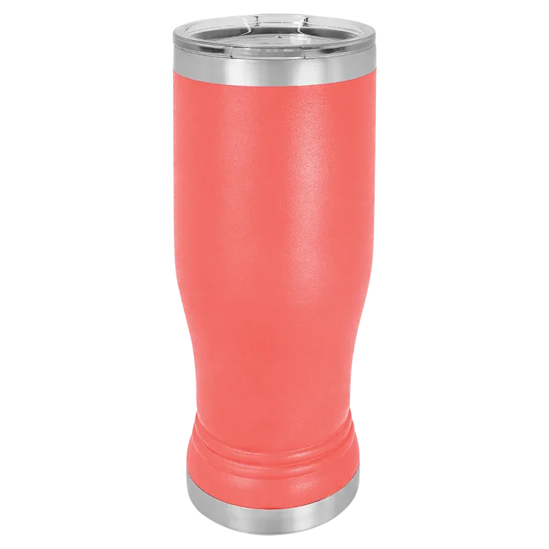 Copo de cerveja pilsner em vidro de 14 oz em branco, aço inoxidável térmico + tampa