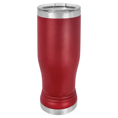 Copo de cerveja pilsner em vidro de 14 oz em branco, aço inoxidável térmico + tampa