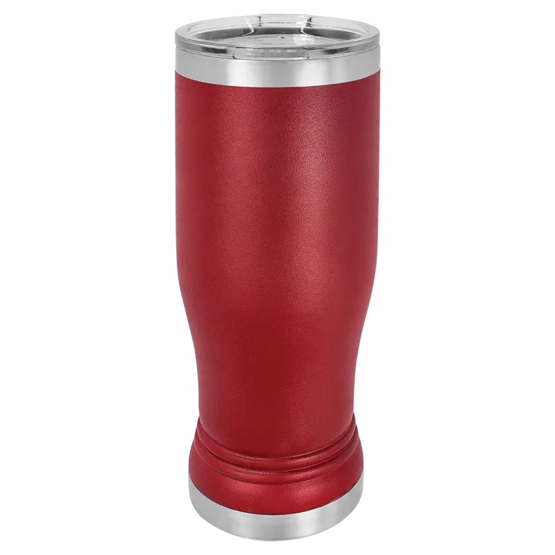 Copo de cerveja pilsner em vidro de 14 oz em branco, aço inoxidável térmico + tampa