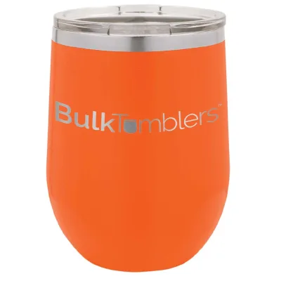 12 oz vinglas-tumbler med logo laserskåret på isolerede vinglas-tumblere i rustfrit stål + låg