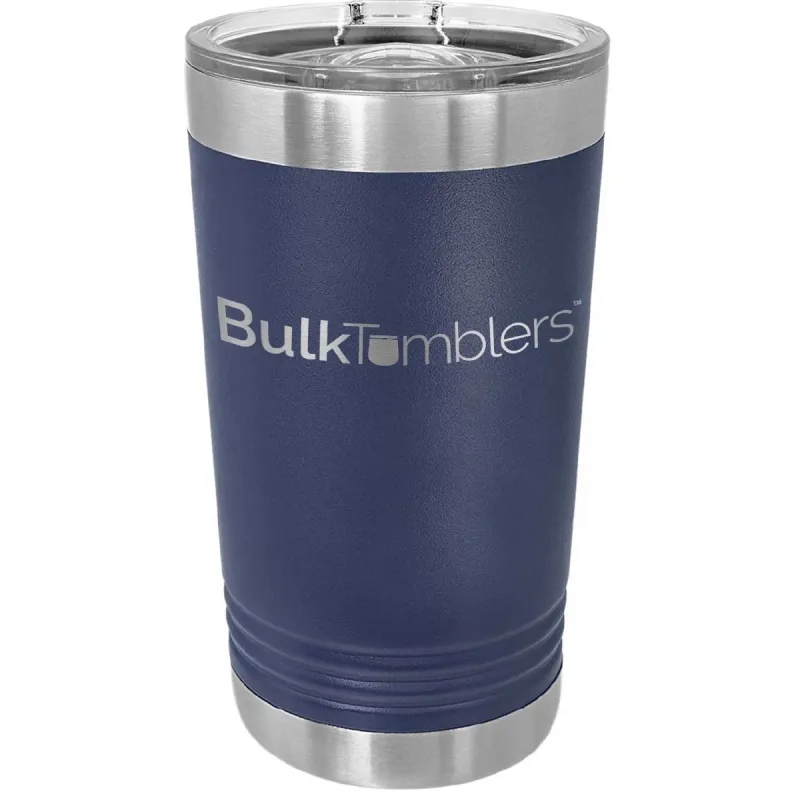 Vaso de pinta de 16 oz con logo grabado a láser en vaso térmico de cerveza de acero inoxidable + tapa