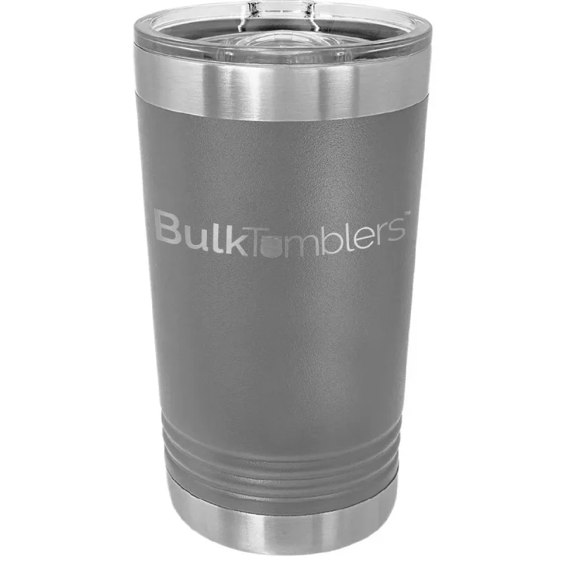 Vaso de pinta de 16 oz con logo grabado a láser en vaso térmico de cerveza de acero inoxidable + tapa
