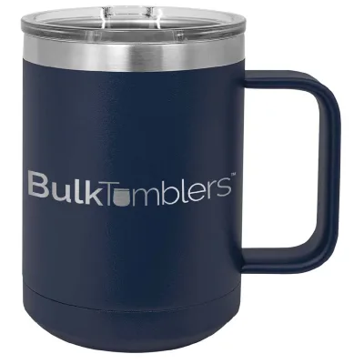 15 oz  Stainless Steel Insulated  Coffee Mug Personalized  Laser Engraved Logo Slider Lid