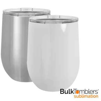 12 oz SUBLIMATION Blank rostfri isolerad stjälklös vinglas-tumbler med lock