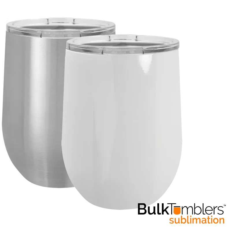 12 oz SUBLIMATION Blank Stainless Steel Insulated Stemless Wine Tumbler with Lid