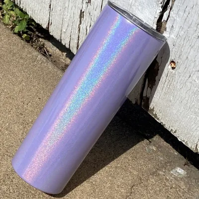 GLITTER Sublimation 20 oz Skinny Holographic Glitter Insulated Tumbler