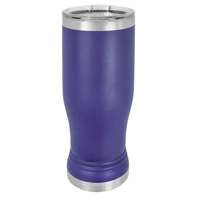 Copo de cerveja pilsner em vidro de 14 oz em branco, aço inoxidável térmico + tampa
