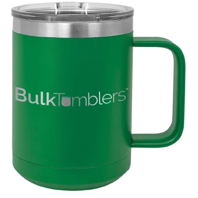 15 oz  Stainless Steel Insulated  Coffee Mug Personalized  Laser Engraved Logo Slider Lid