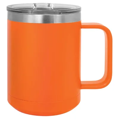 Taza de café de acero inoxidable con aislamiento de 15 oz, doble pared, recubrimiento en polvo (caja de 12)