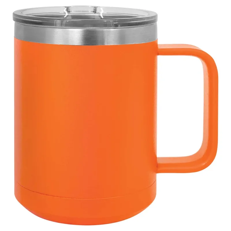 Taza de café de acero inoxidable con aislamiento de 15 oz, doble pared, recubrimiento en polvo (caja de 12)